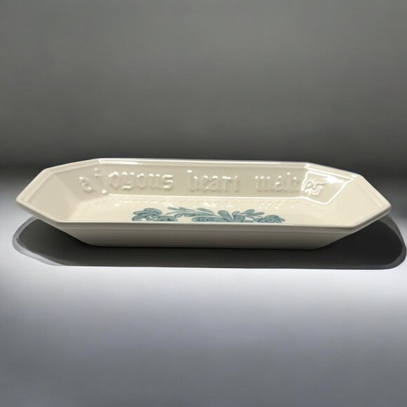 Pfaltzgraff USA Serving Tray 12.5” X 6.75” Green Yorktowne  “A Joyous Heart…” - Picture 3 of 9